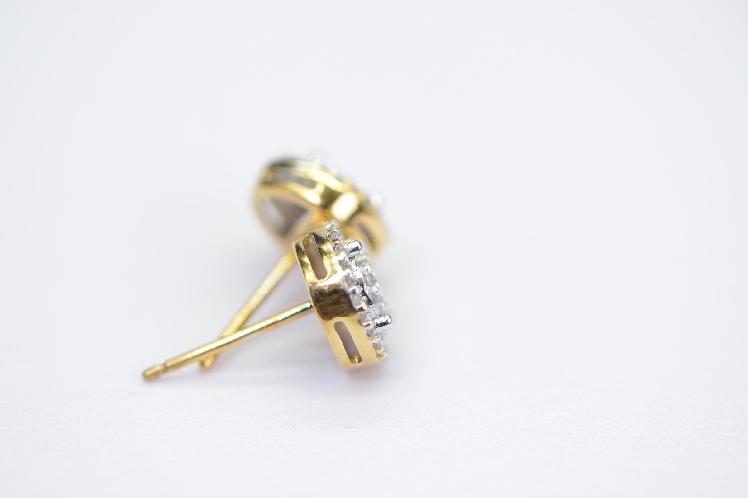 Natural Diamond Sterling Silver Stud Earrings: Halo Style, Vintage Design