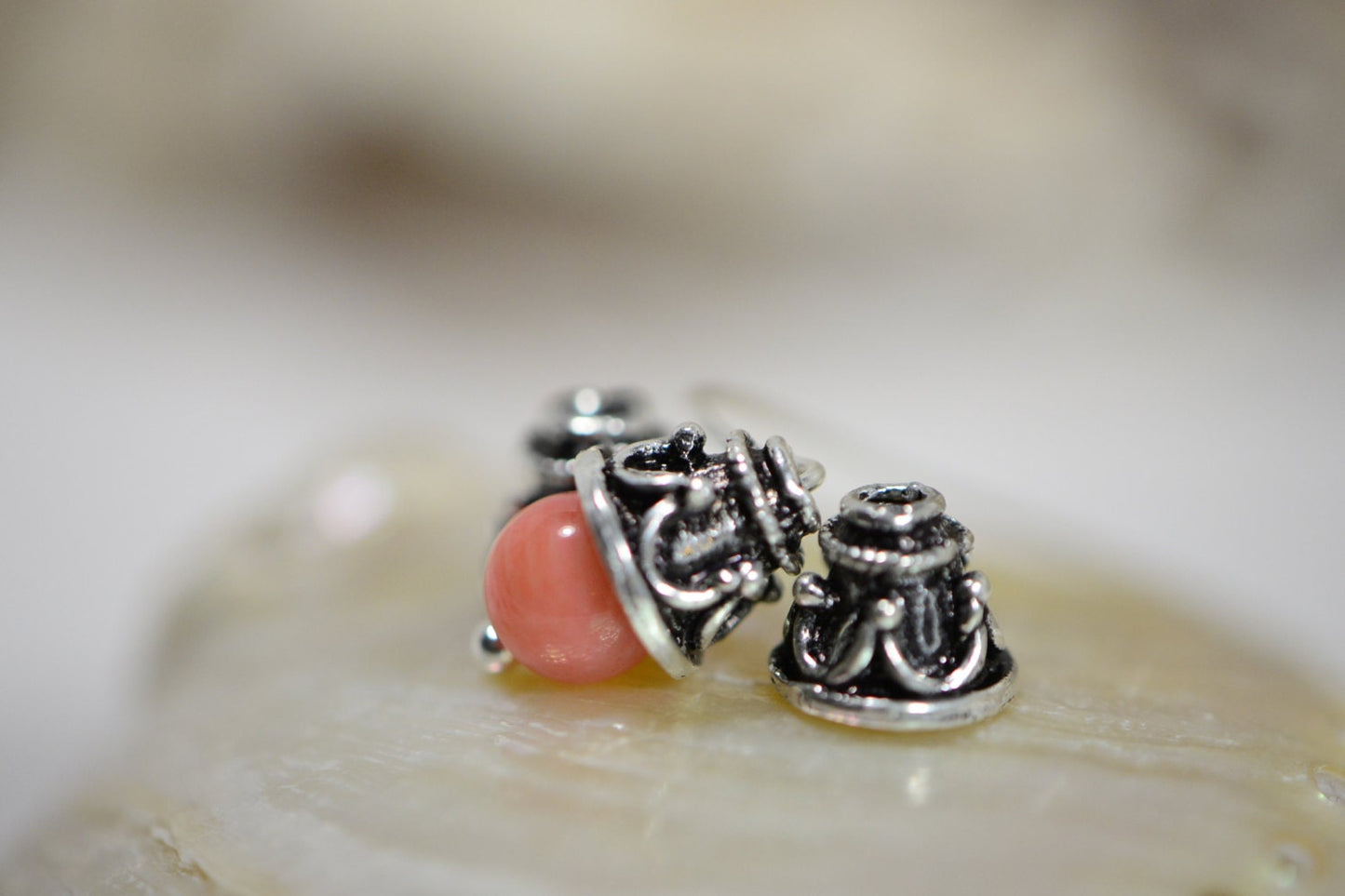 Antique Sterling Silver Bead Caps: 5-6mm Cone Findings (2 Caps)
