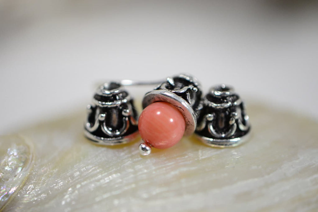 Antique Sterling Silver Bead Caps: 5-6mm Cone Findings (2 Caps)