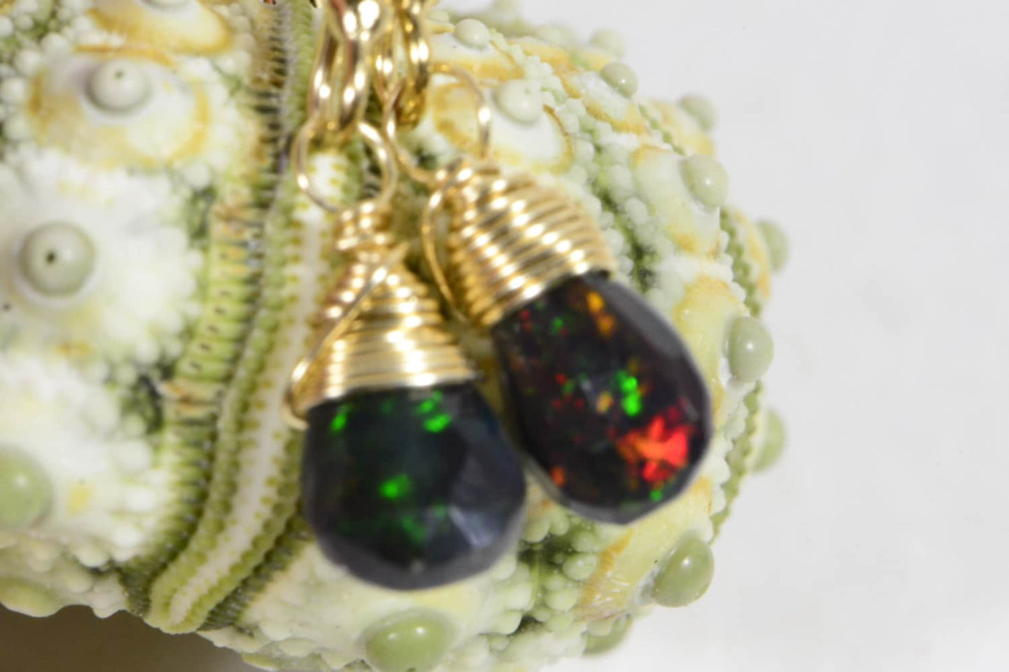 Black Ethiopian Opal Earrings 14 K gold Filled Tiny Earrings Jewelry Birthstone October