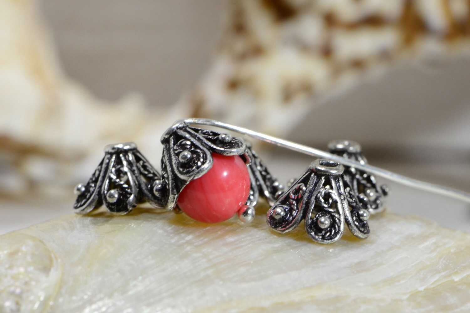 Sterling Silver Bead Caps: Antique Cone Filigree (7-8mm, 2pcs)