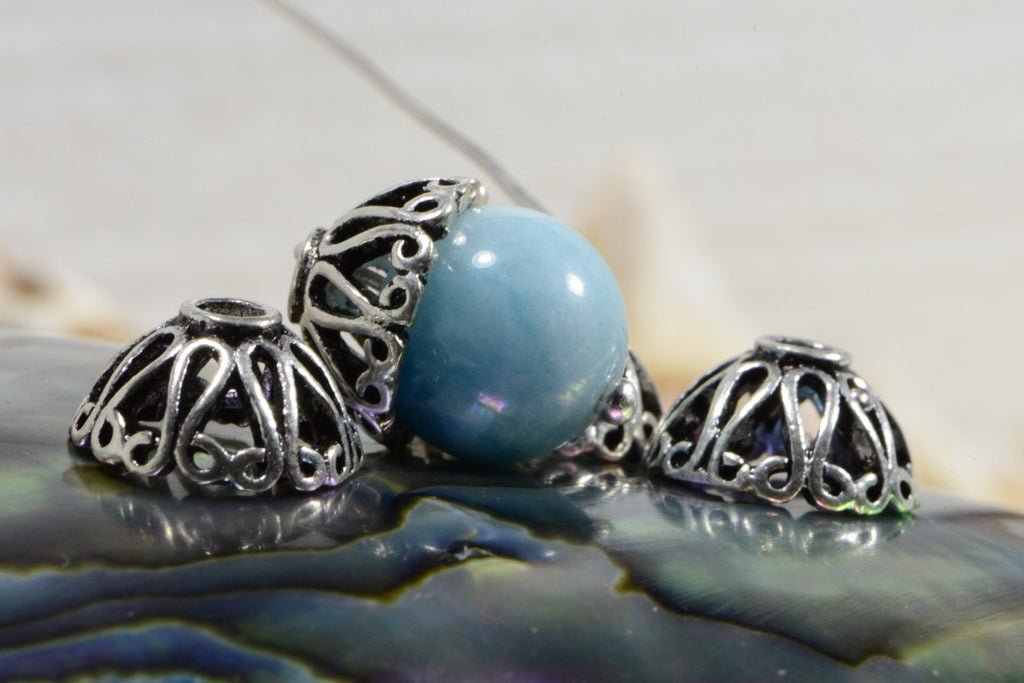 Sterling Silver Filigree Bead Caps - 10mm Jewelry Making Supplies