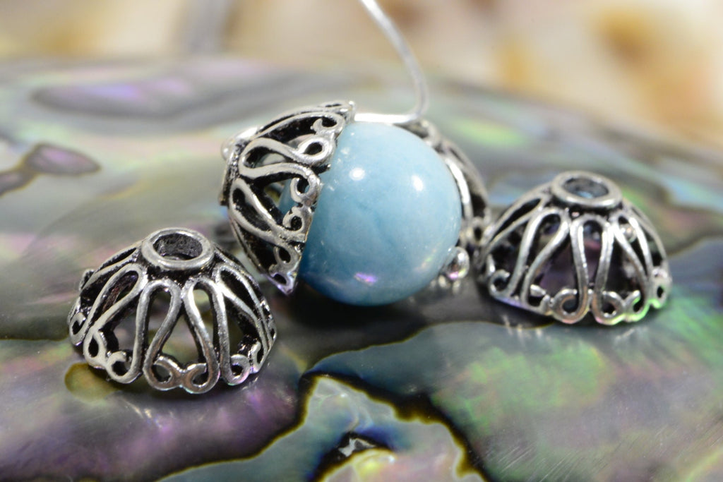 Sterling Silver Filigree Bead Caps - 10mm Jewelry Making Supplies