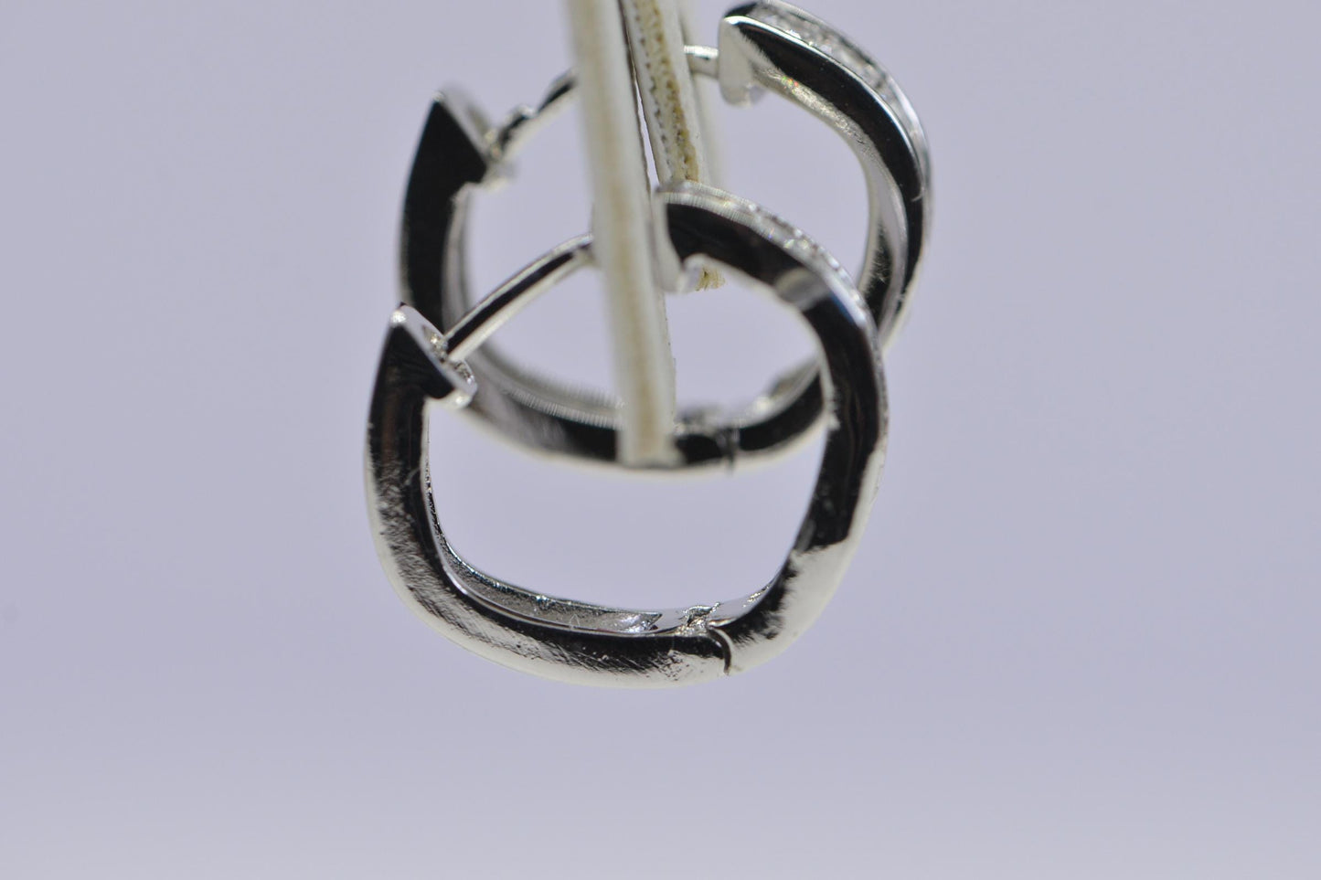 Sterling Silver Hoop Earrings: Princess Cut CZ Simulated Diamond