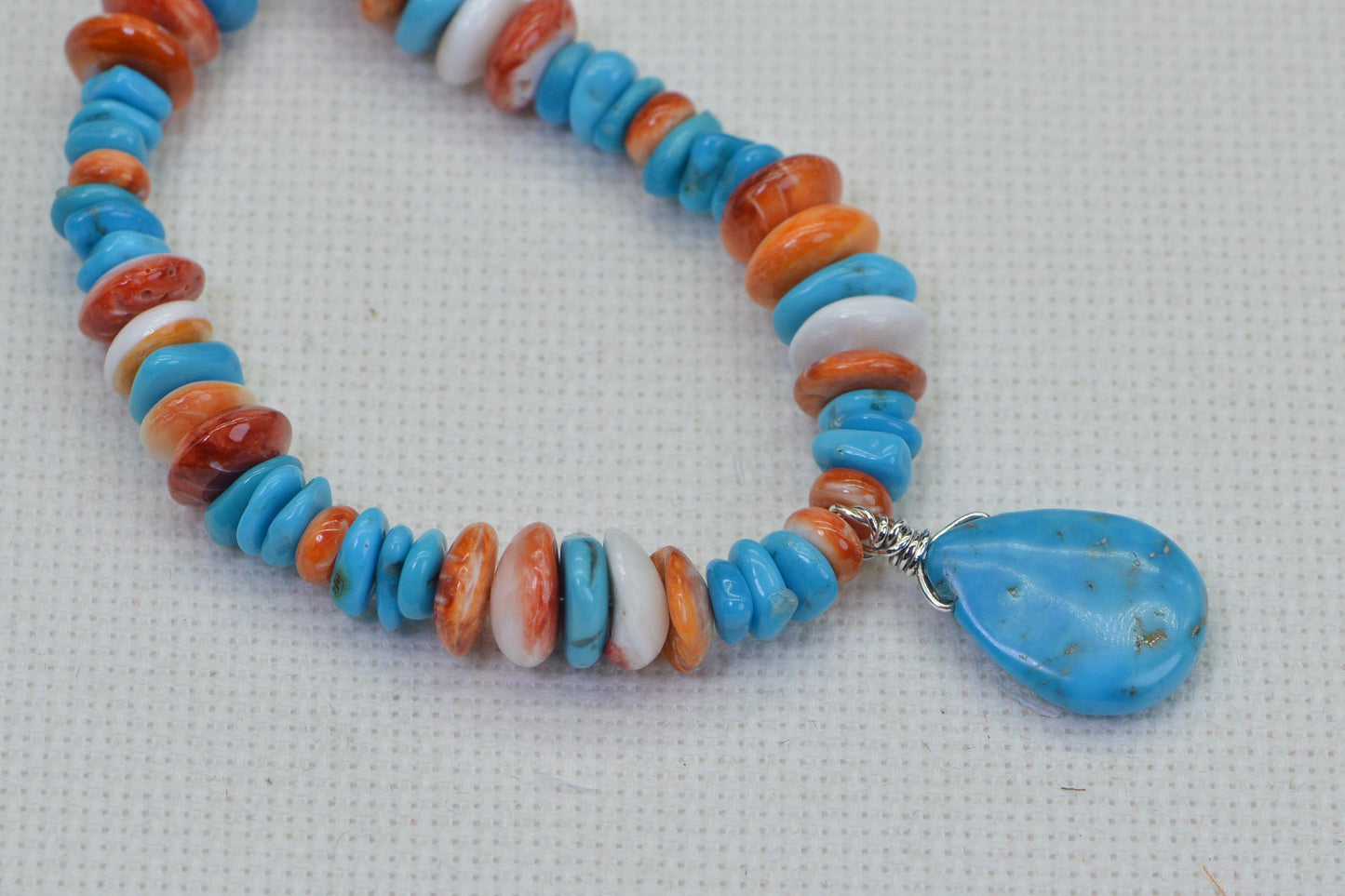 Spiny Oyster Shell Arizona Sleeping Beauty Turquoise Necklace Pendant Sterling Silver Gemstone necklace