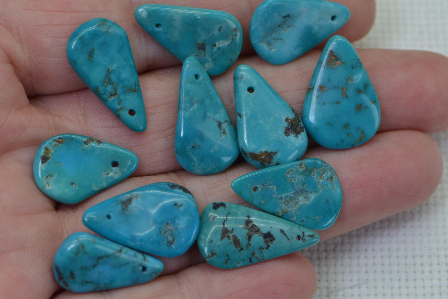 Flat Teardrops Beads Green Turquoise Natural Gemstone Bead Kingman  Beads Jewelry Making 56ct