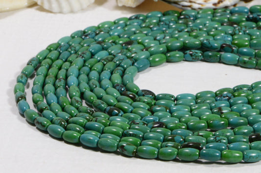 Turquoise Oval Barrel Beads: Natural Gemstone Jewelry Supplies