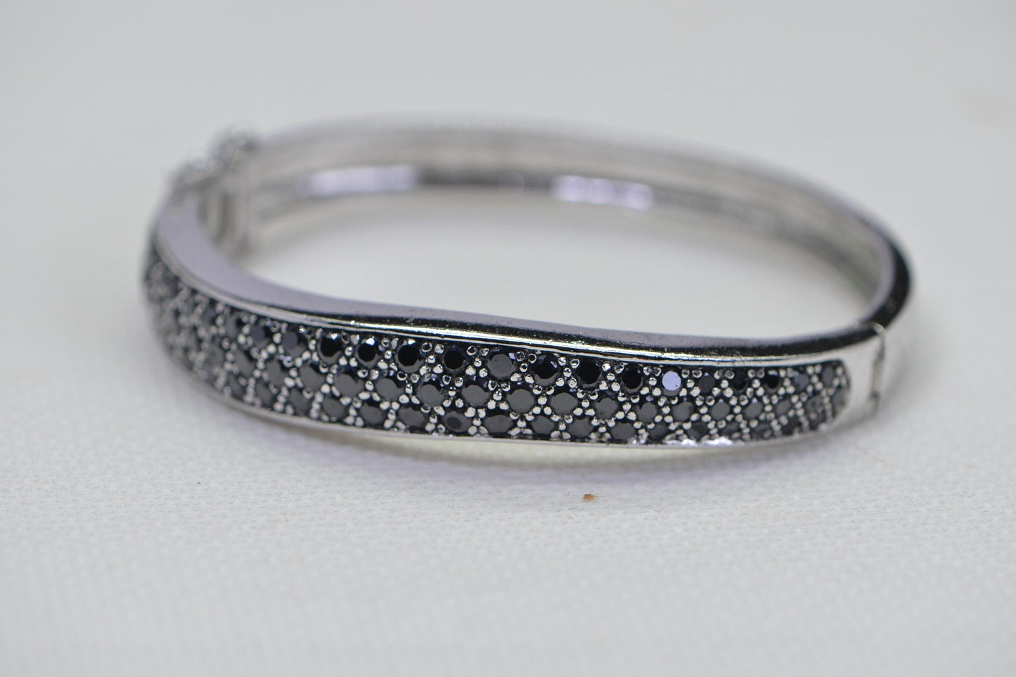 Black Diamond Multi rows Cuff Bracelet Sterling Silver Gemstone Bracelet
