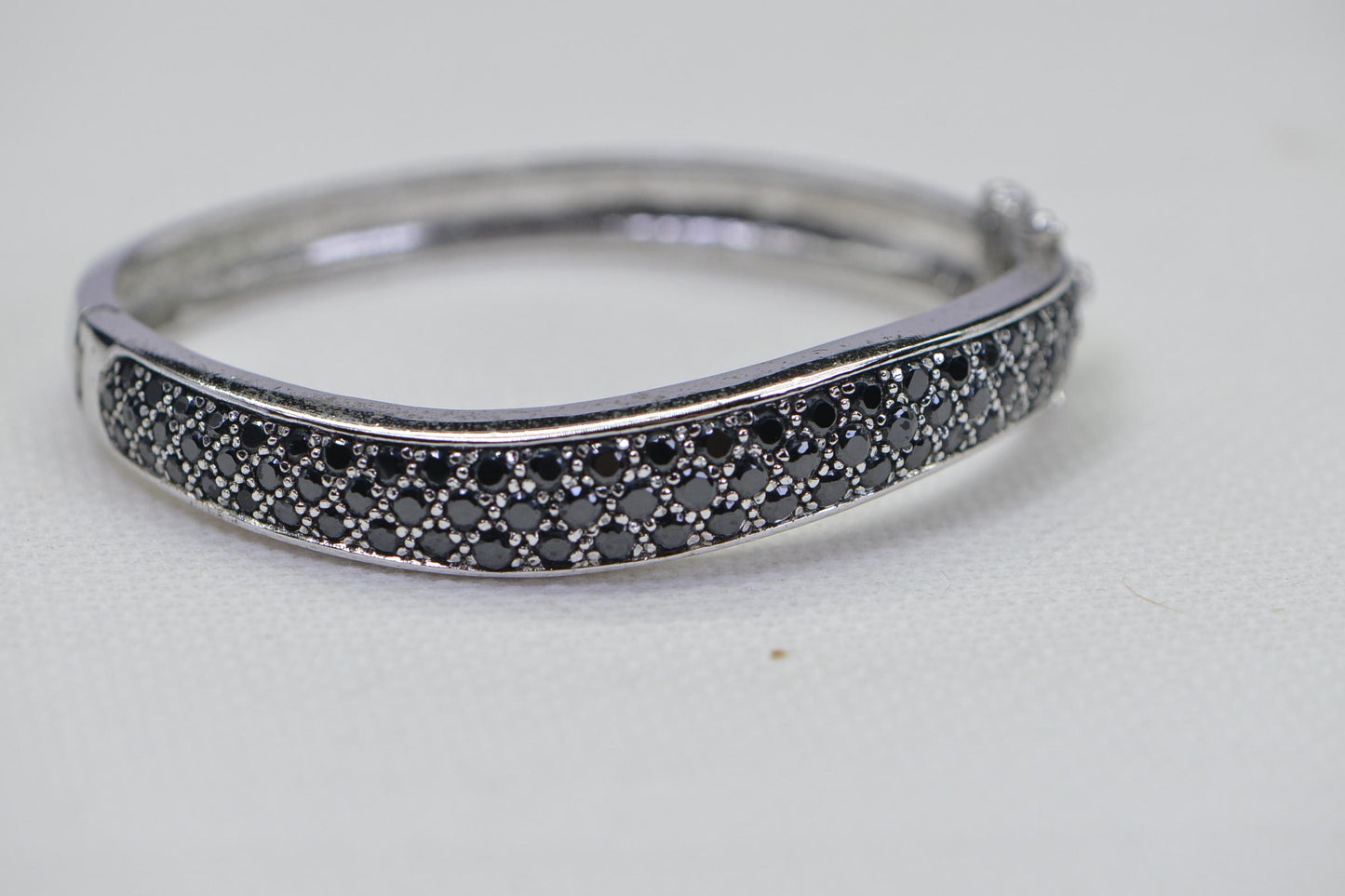 Black Diamond Multi rows Cuff Bracelet Sterling Silver Gemstone Bracelet