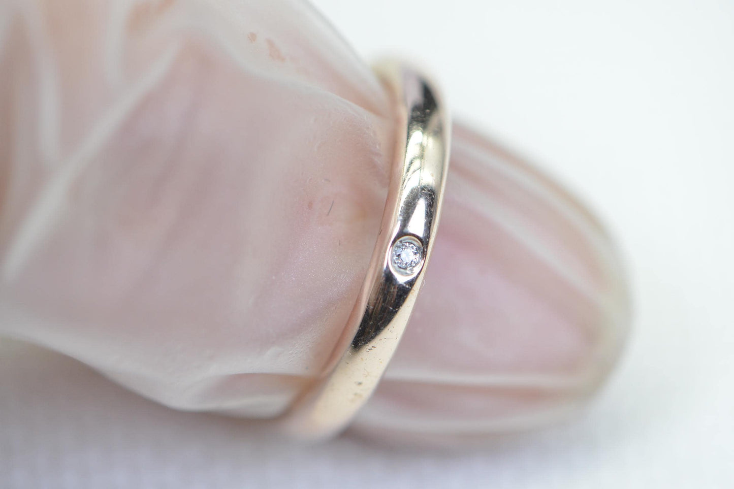Rose Gold Vermeil Band: White Diamond Man Ring, Size 7