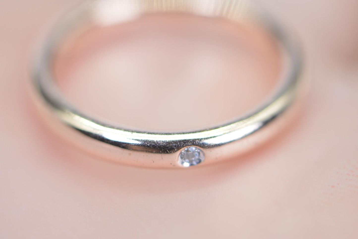 Rose Gold Vermeil Band: White Diamond Man Ring, Size 7