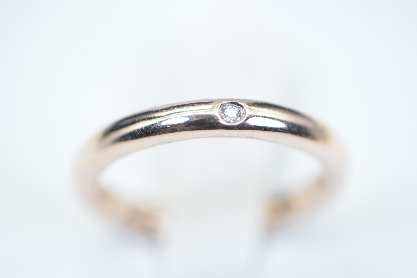 Rose Gold Vermeil Band: White Diamond Man Ring, Size 7