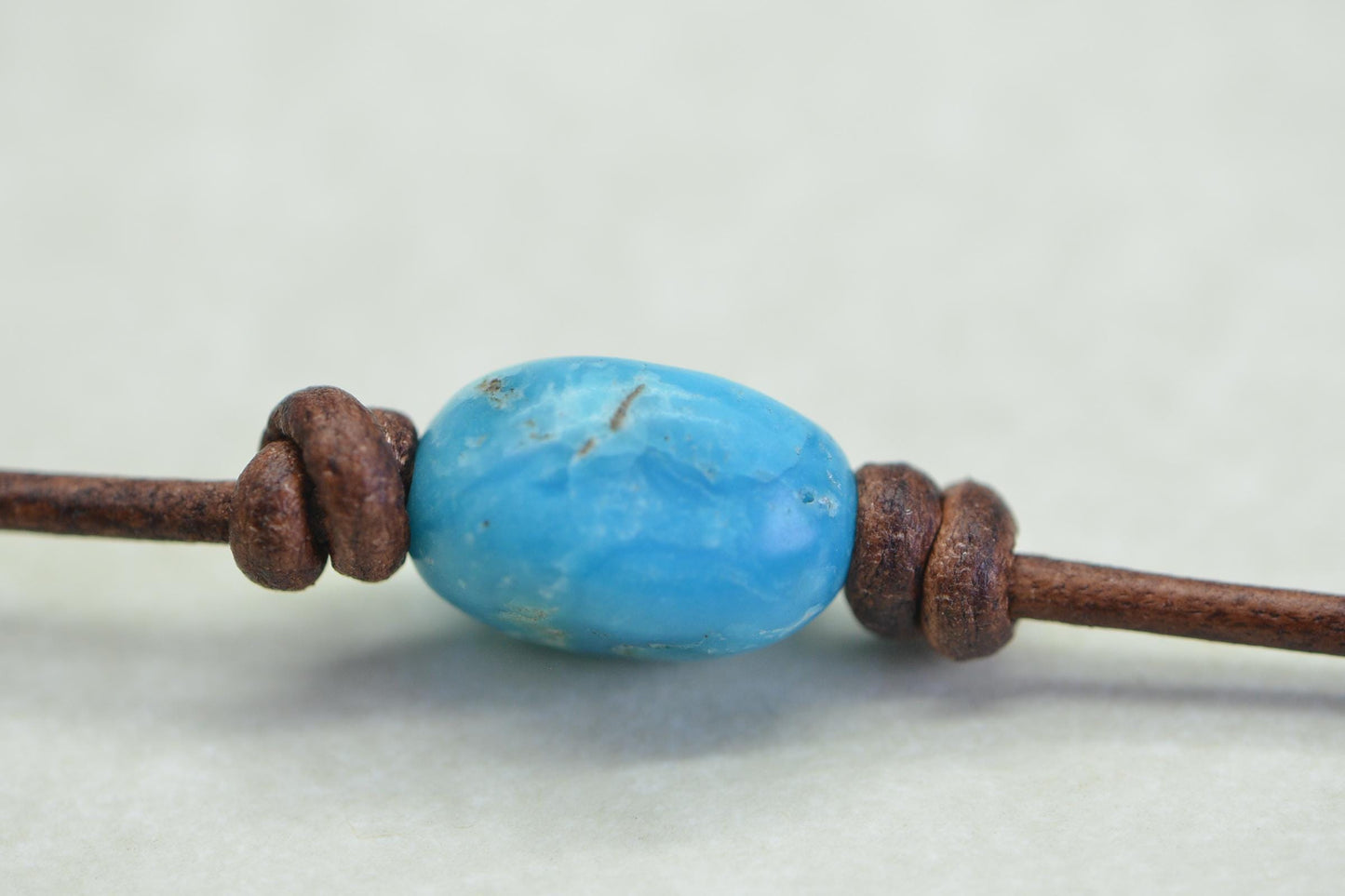 Raw Sleeping Beauty Turquoise Necklace, Single Bead Leather Choker