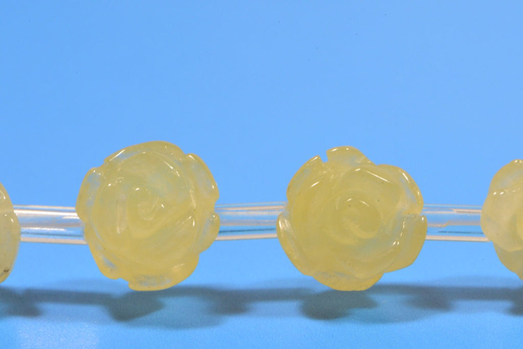 Yellow Jade 8mm 2 Beads Rose Carved Beads Rose Beads Flower Beads Jewelry Making Supplies