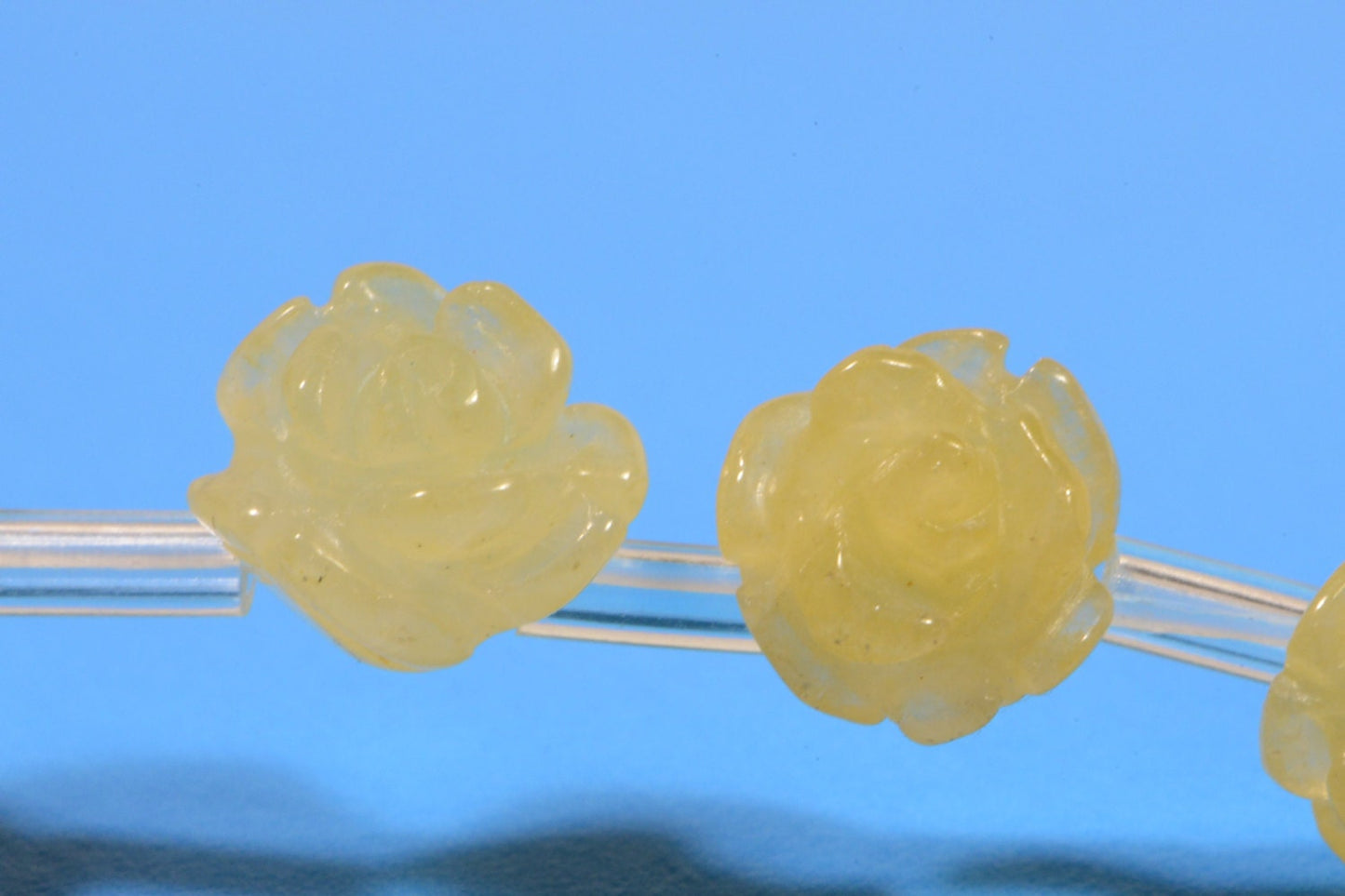 Yellow Jade 8mm 2 Beads Rose Carved Beads Rose Beads Flower Beads Jewelry Making Supplies