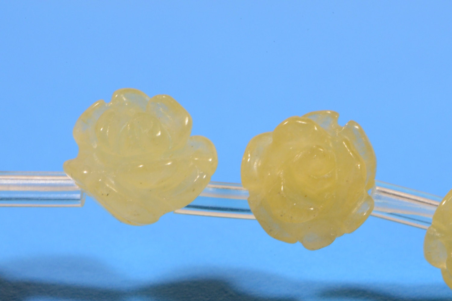 Yellow Jade 8mm 2 Beads Rose Carved Beads Rose Beads Flower Beads Jewelry Making Supplies