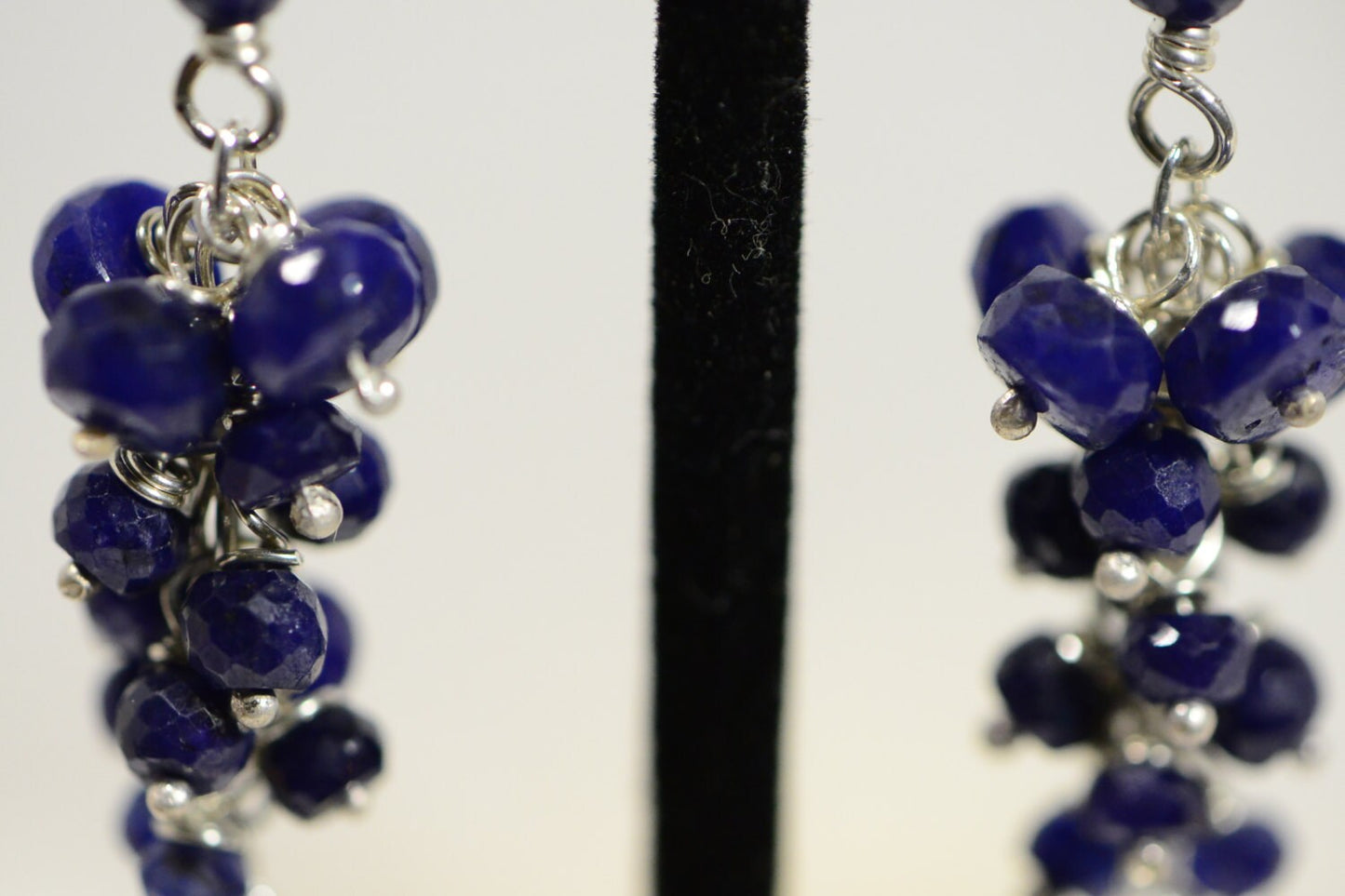 Cluster Sapphire Earrings, Long Sterling Silver Chandelier, September Birthstone