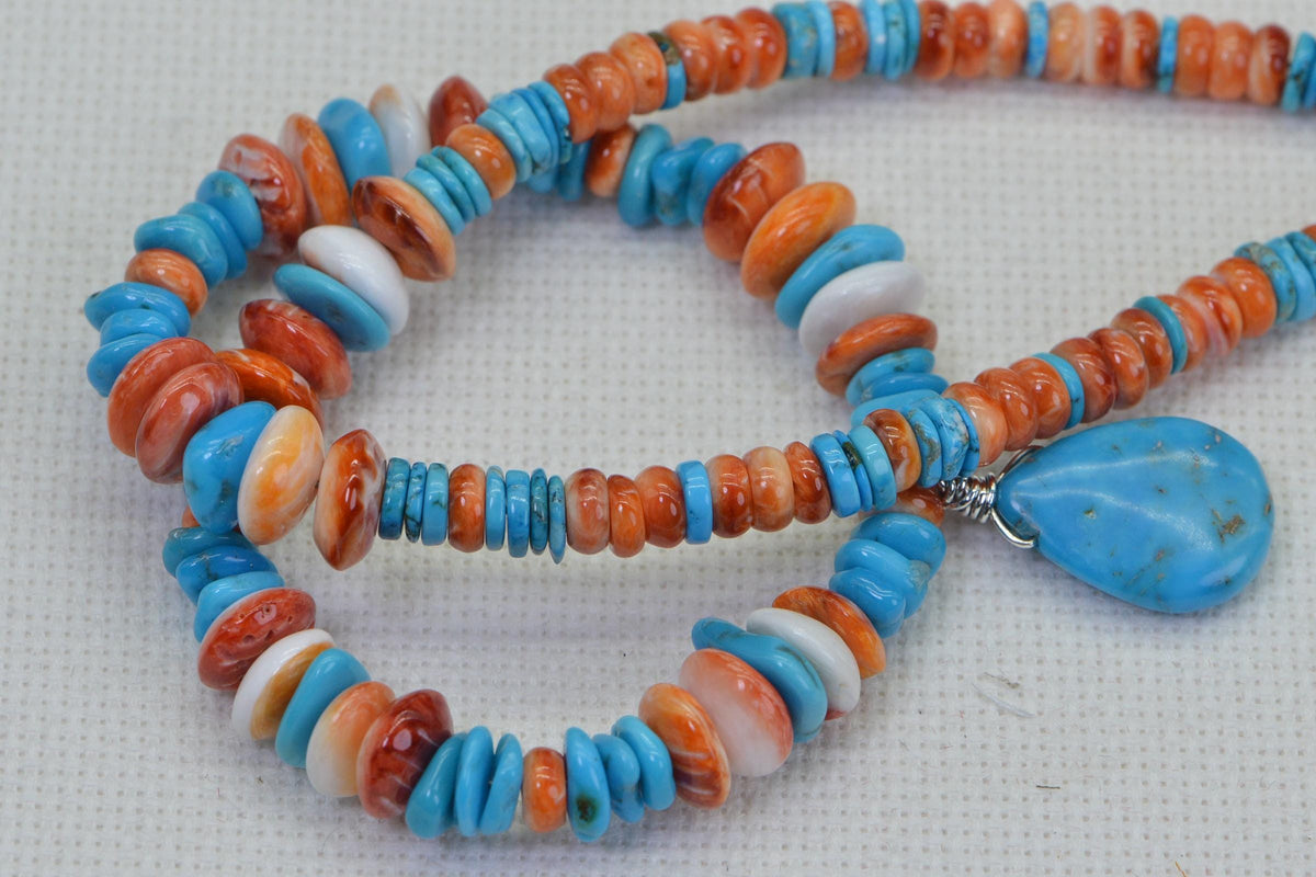 Arizona Sleeping Beauty Turquoise & Oyster Shell Beaded Necklace