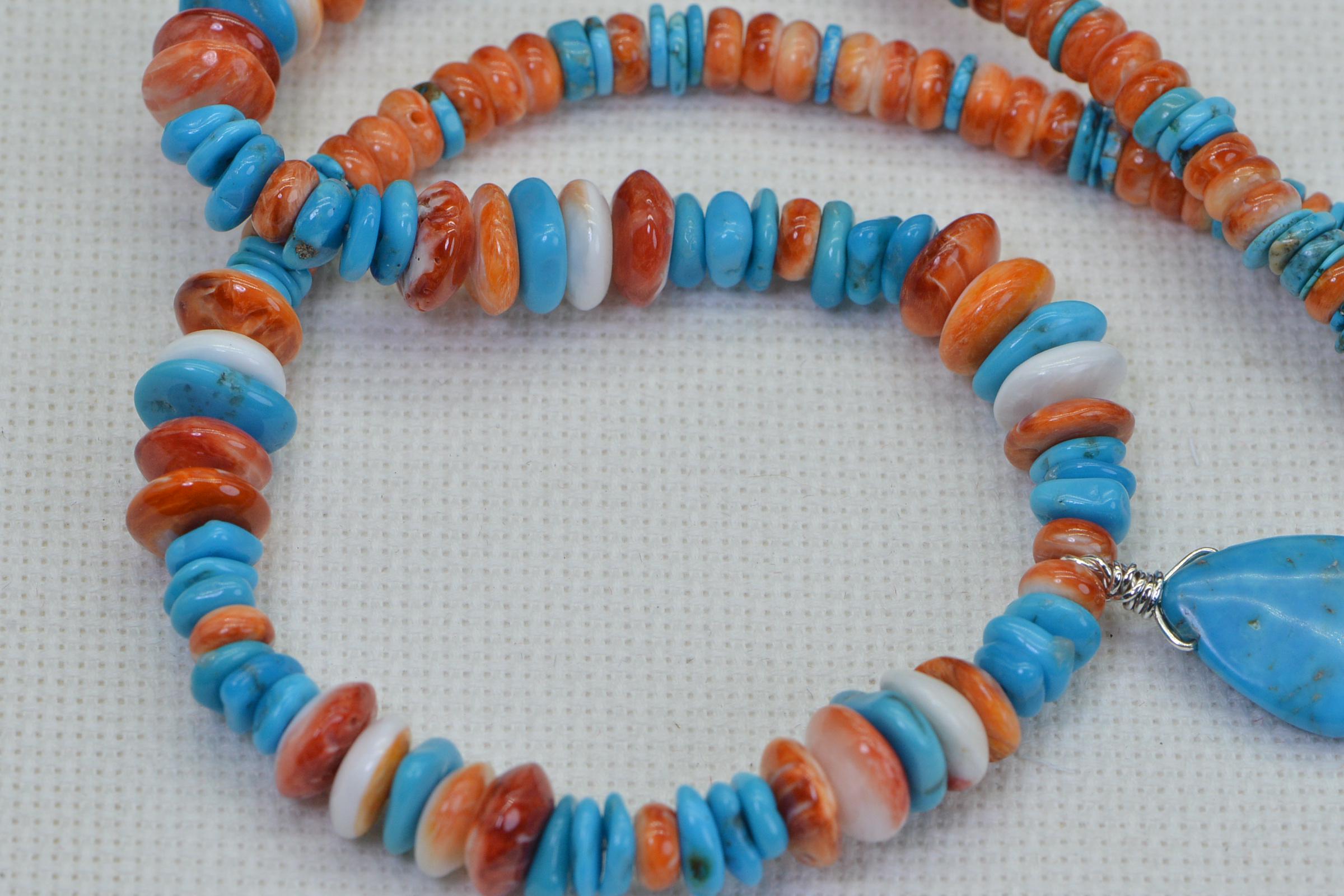 Arizona Sleeping Beauty Turquoise & Oyster Shell Beaded Necklace
