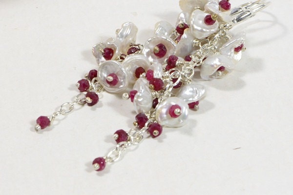 Keishi Pearl Earrings – Ruby Sterling Silver Chandelier Earrings