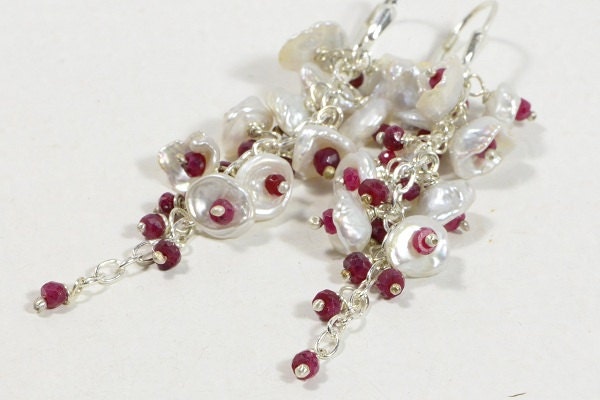 Keishi Pearl Earrings – Ruby Sterling Silver Chandelier Earrings