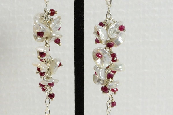 Keishi Pearl Earrings – Ruby Sterling Silver Chandelier Earrings