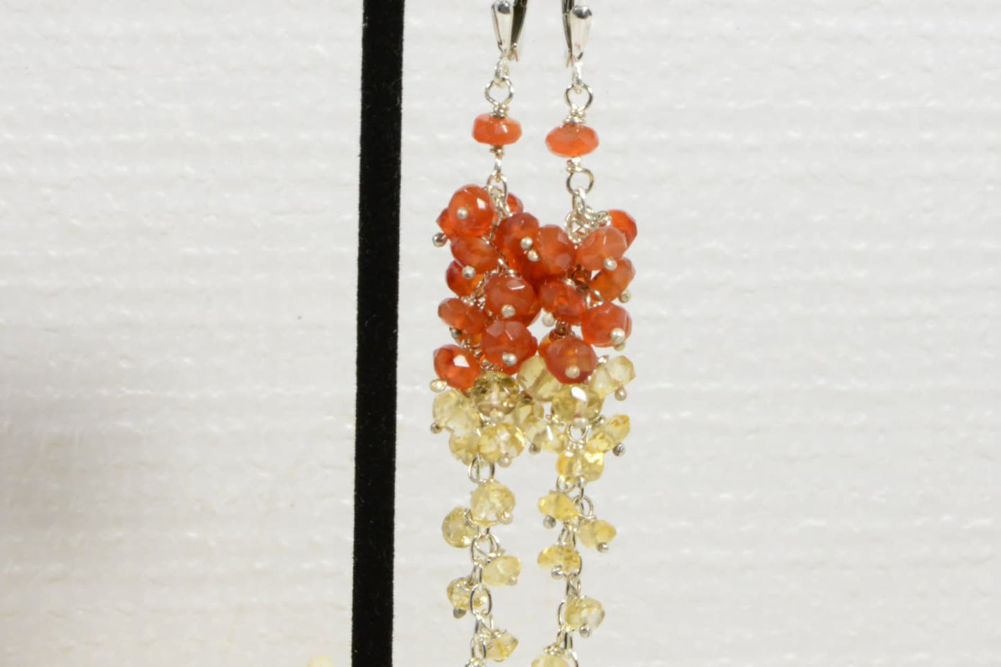 Citrine Carnelian Sterling Silver Chandelier Earrings, Gemstone Jewelry