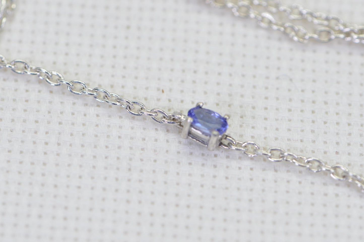 Natural Tanzanite Sterling Silver Bracelet: Delicate Cable Chain Anklet