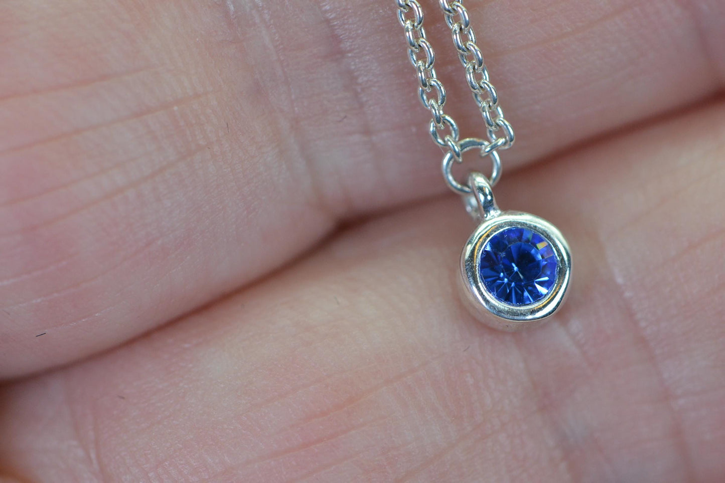Sapphire Delicate Chain Tiny Bracelet Anklet  Sterling Silver Bracelet Gift For Girls Birthstone December