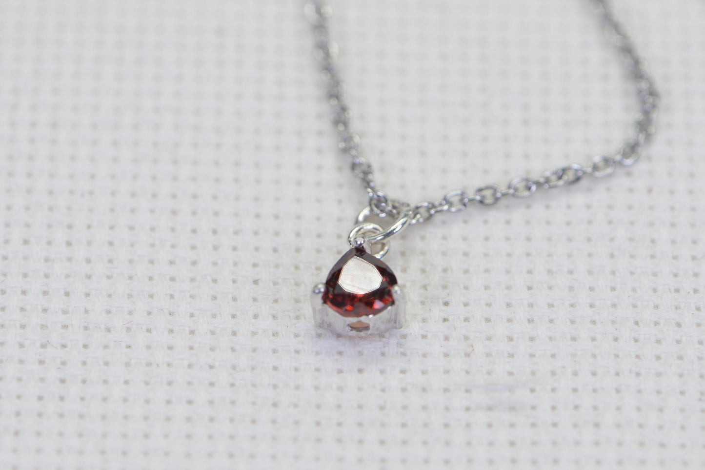 Garnet Heart Sterling Silver Bracelet: Delicate Cable Chain Anklet