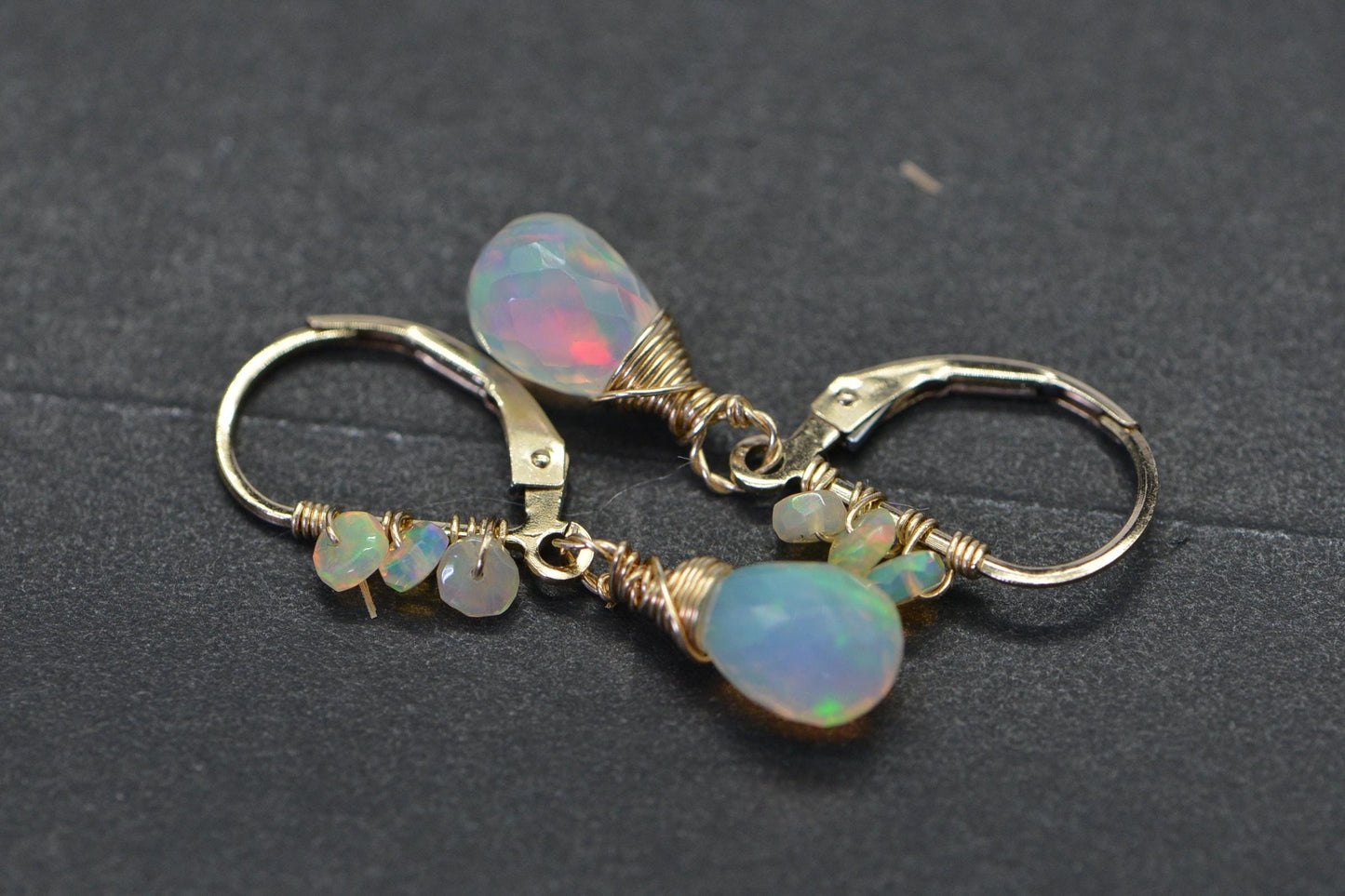 Ethiopian Welo Opal Earrings: 14K Gold Filled Dangle Drop Jewelry