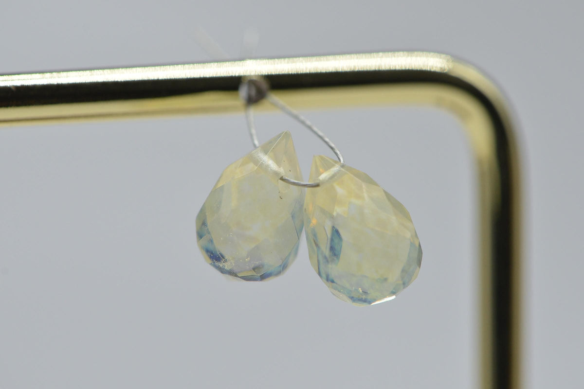Lavender Opalite Faceted Teardrop Beads: Jewelry Making (12x7mm, 2pc)