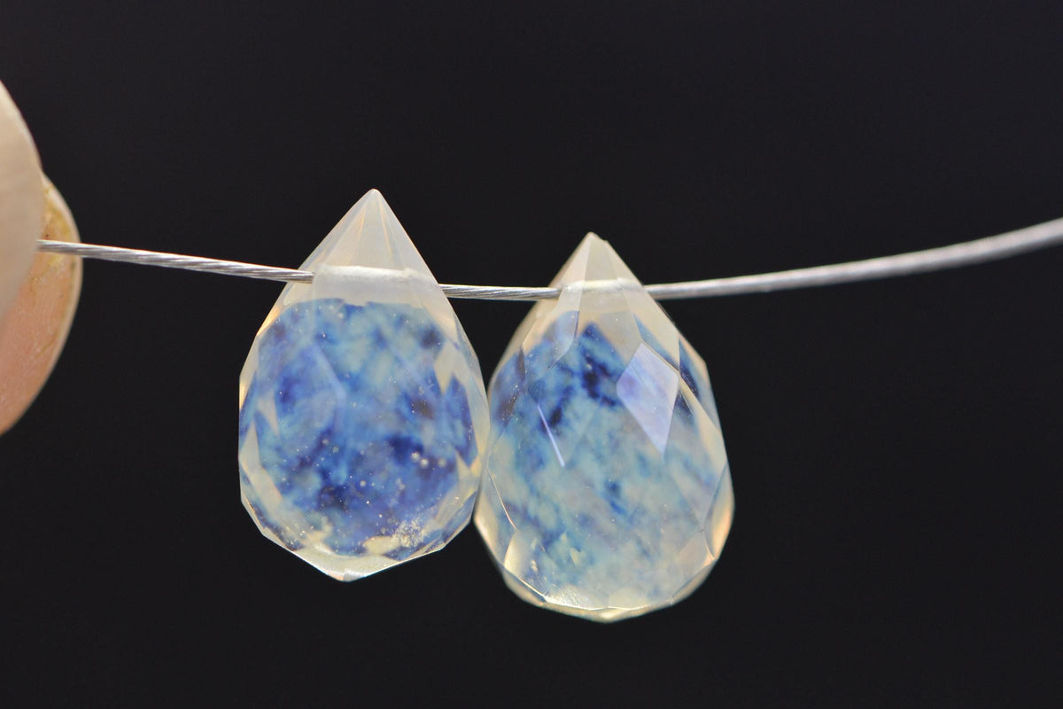 Lavender Opalite Faceted Teardrop Beads: Jewelry Making (12x7mm, 2pc)