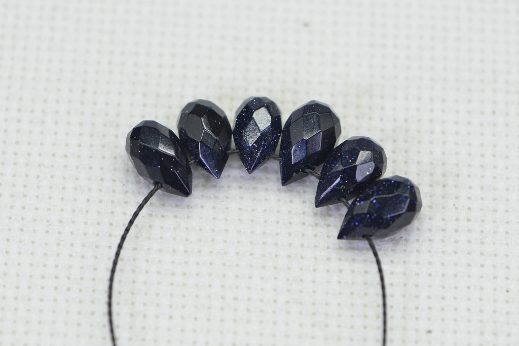 Blue Goldstone Faceted Teardrop Beads Natural Gemstone Beads Jewelry Making Supplies