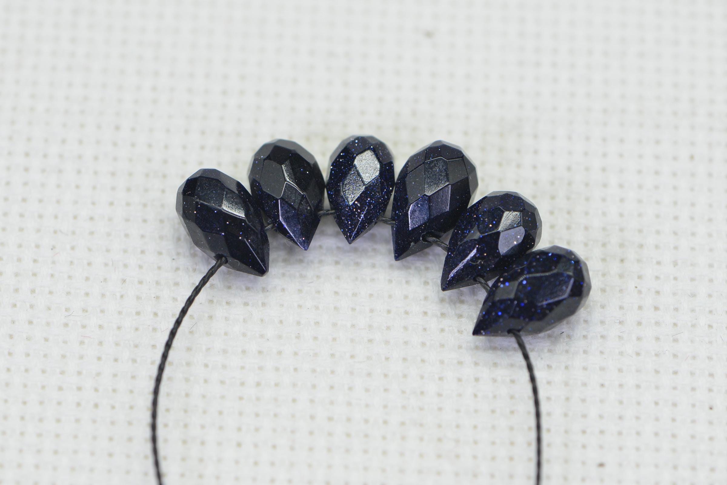 Blue Goldstone Faceted Teardrop Beads Natural Gemstone Beads Jewelry Making Supplies