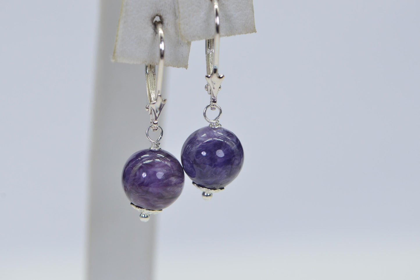 Russian Charoite Earrings Dangle Drop Earrings Small Earrings Gemstone Earrings