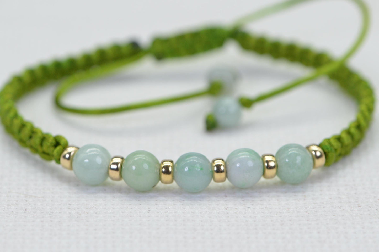 Burma Jade Ice Green Knotted Macrame Bracelet