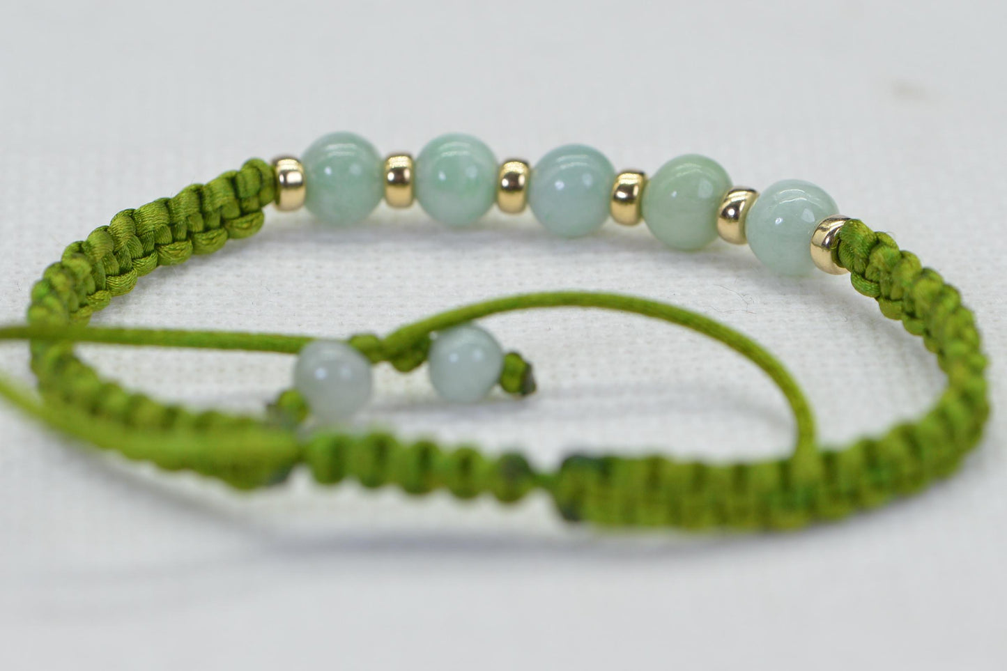 Burma Jade Ice Green Knotted Macrame Bracelet