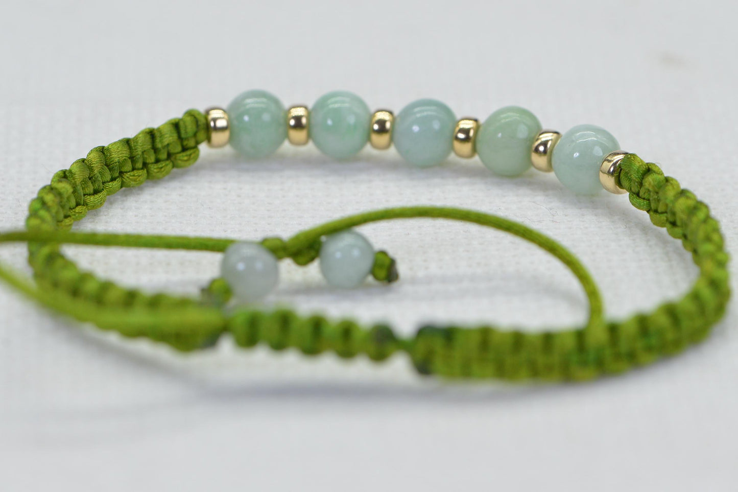 Burma Jade Ice Green Knotted Macrame Bracelet