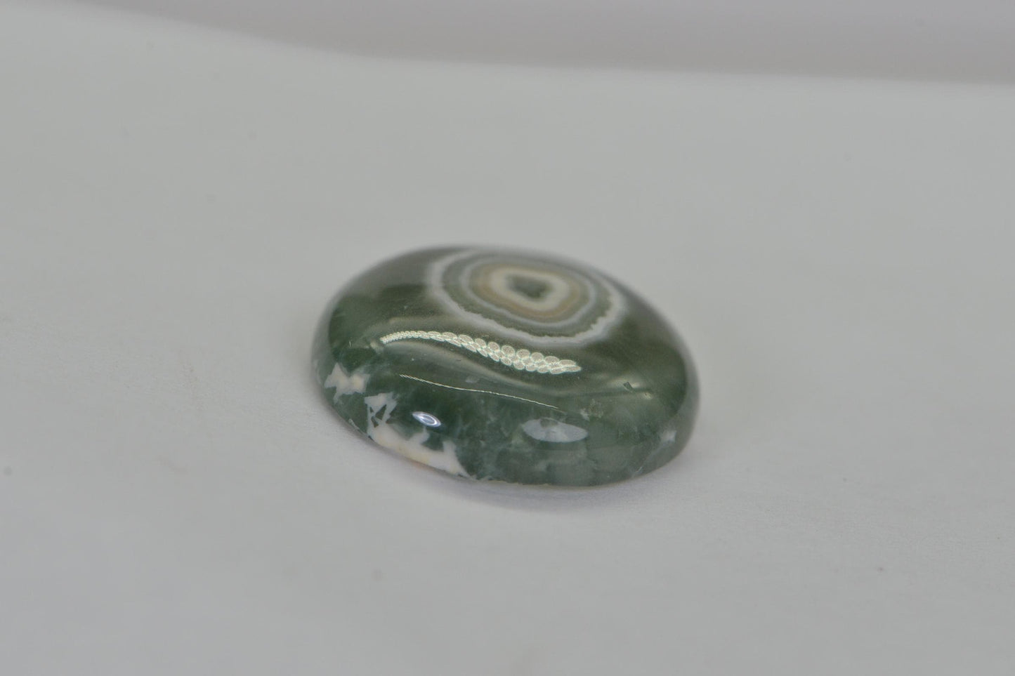 Green Ocean Jasper Cabochon: Round Gemstone for Jewelry Making (16x5.6mm)