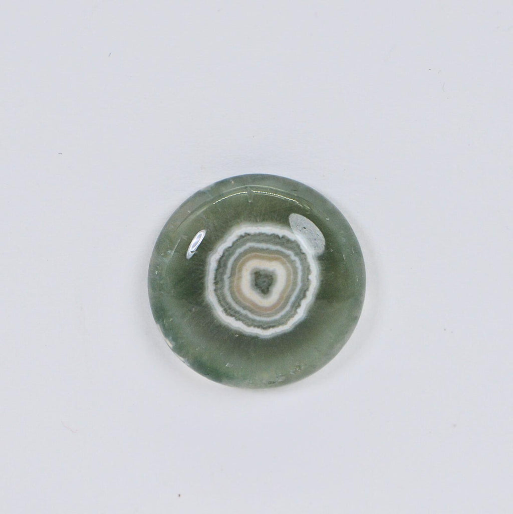 Green Ocean Jasper Cabochon: Round Gemstone for Jewelry Making (16x5.6mm)