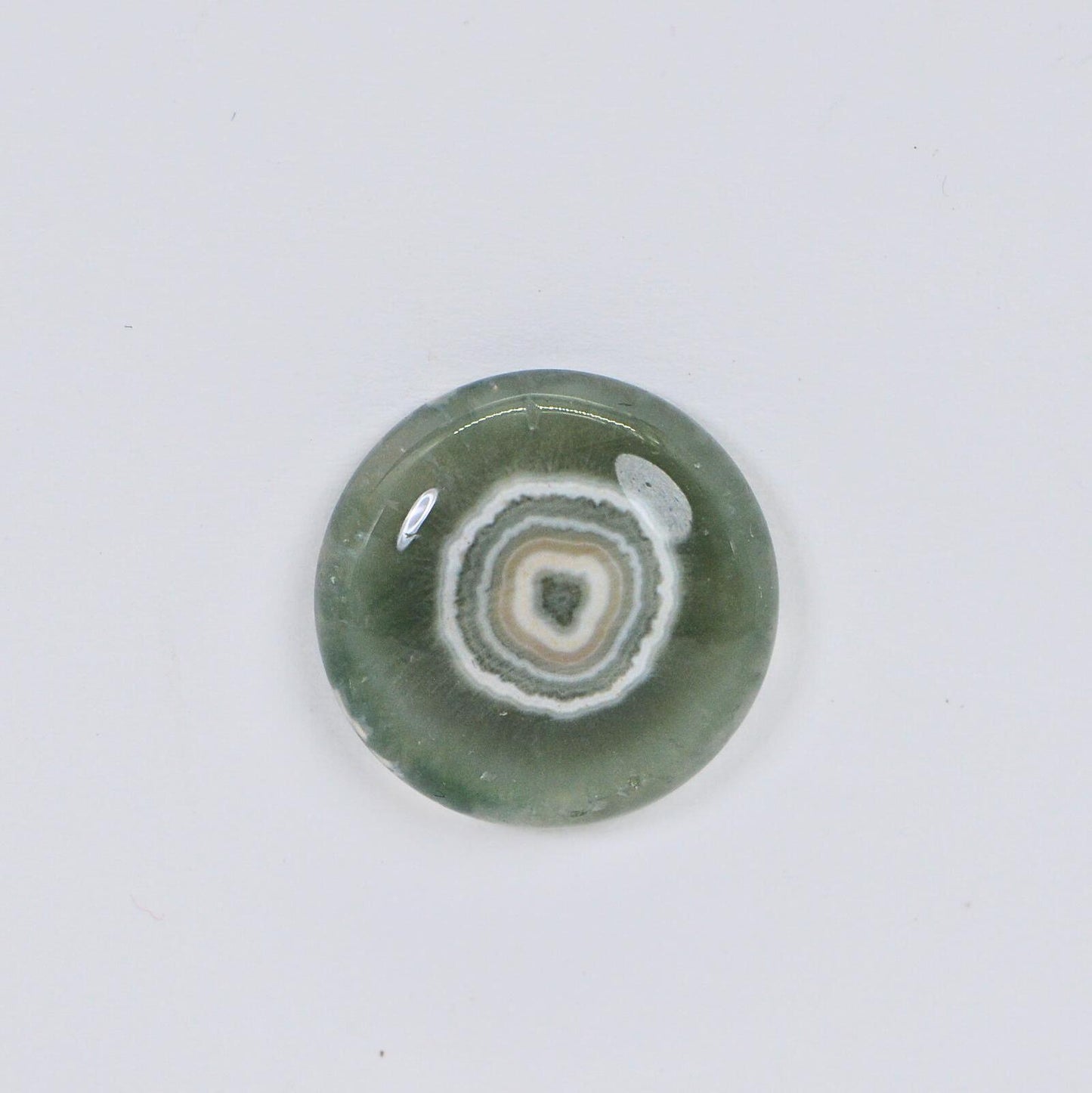 Green Ocean Jasper Cabochon: Round Gemstone for Jewelry Making (16x5.6mm)
