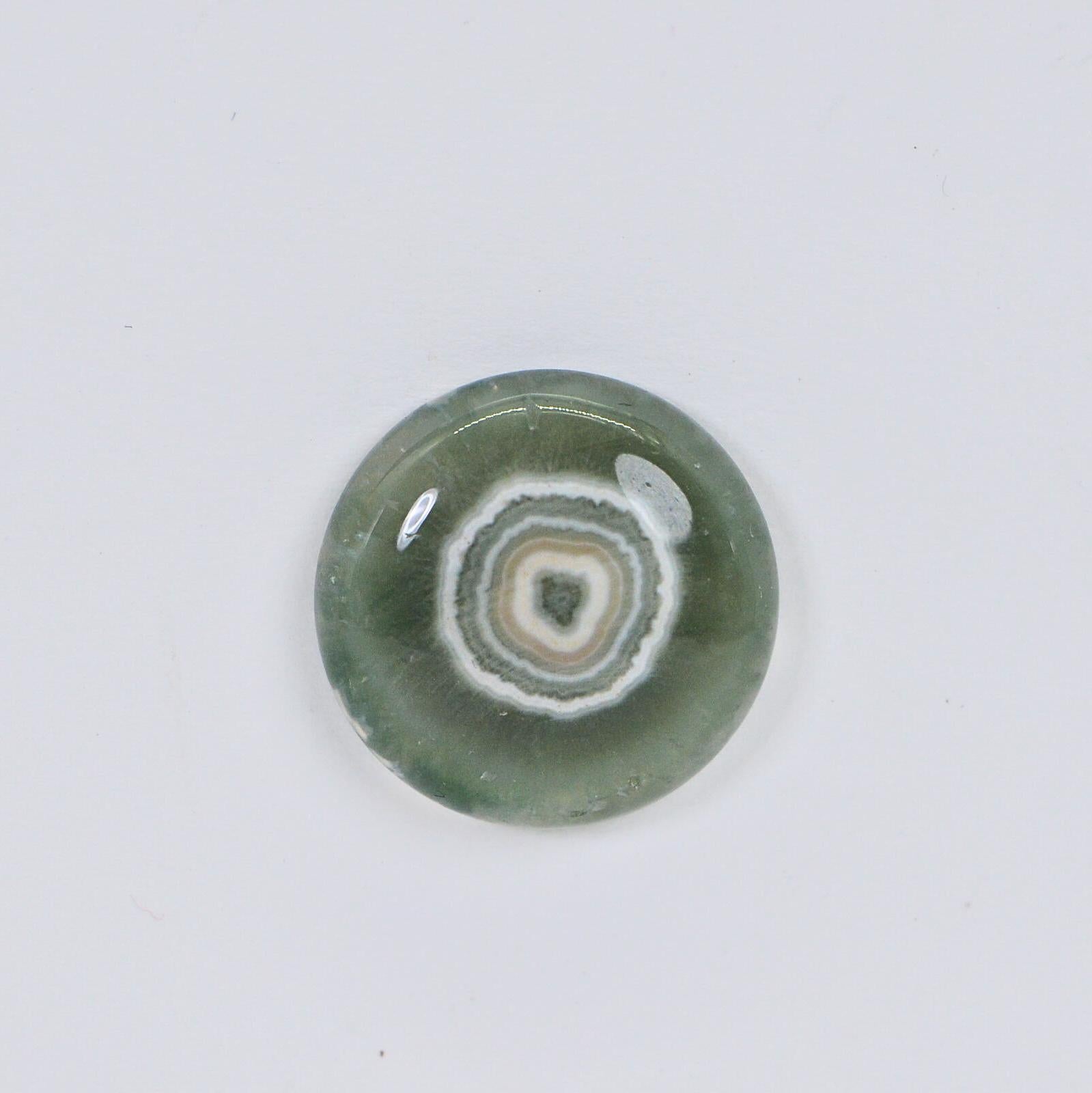 Green Ocean Jasper Cabochon: Round Gemstone for Jewelry Making (16x5.6mm)