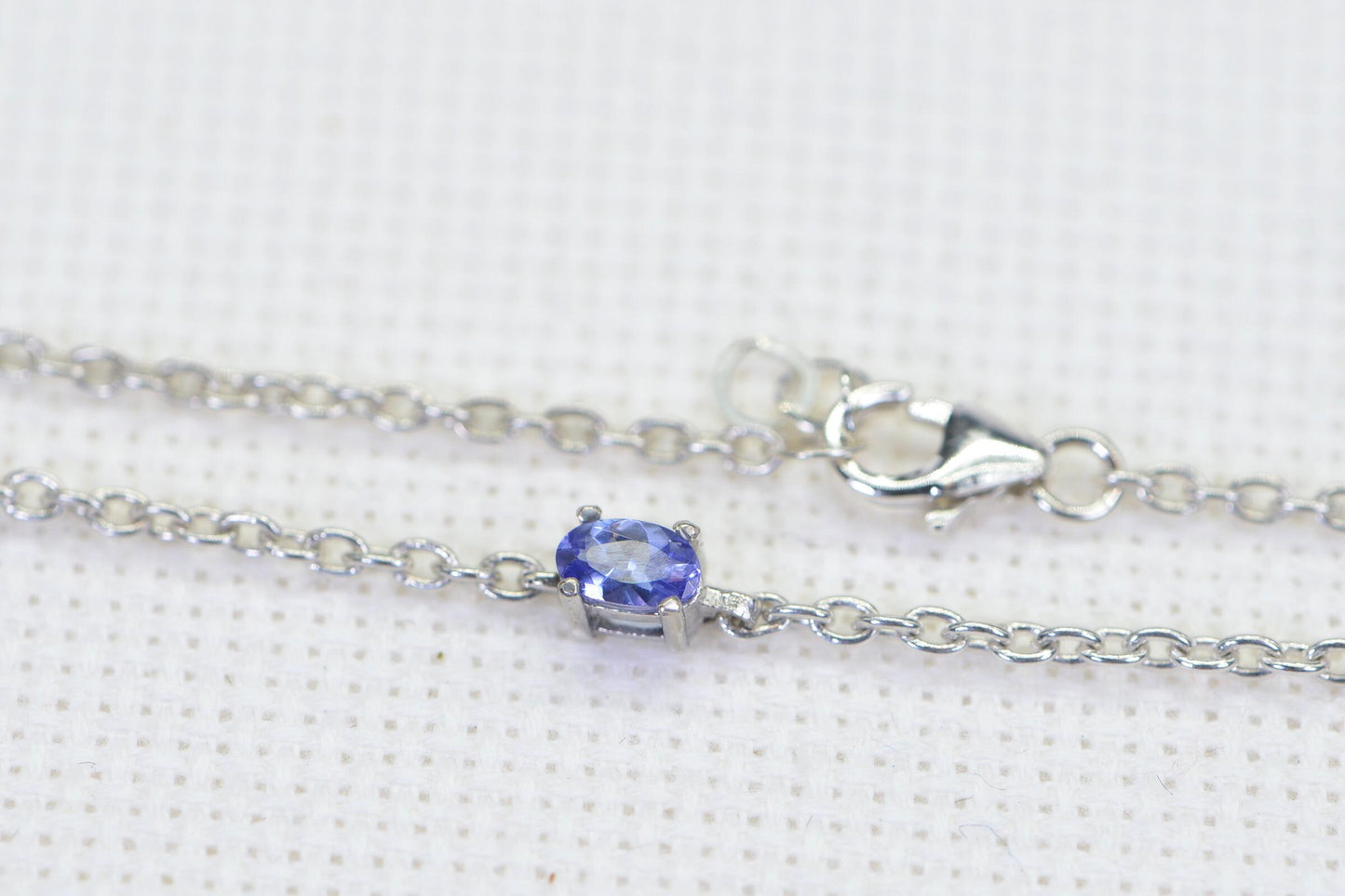 Natural Tanzanite Sterling Silver Bracelet: Delicate Cable Chain Anklet