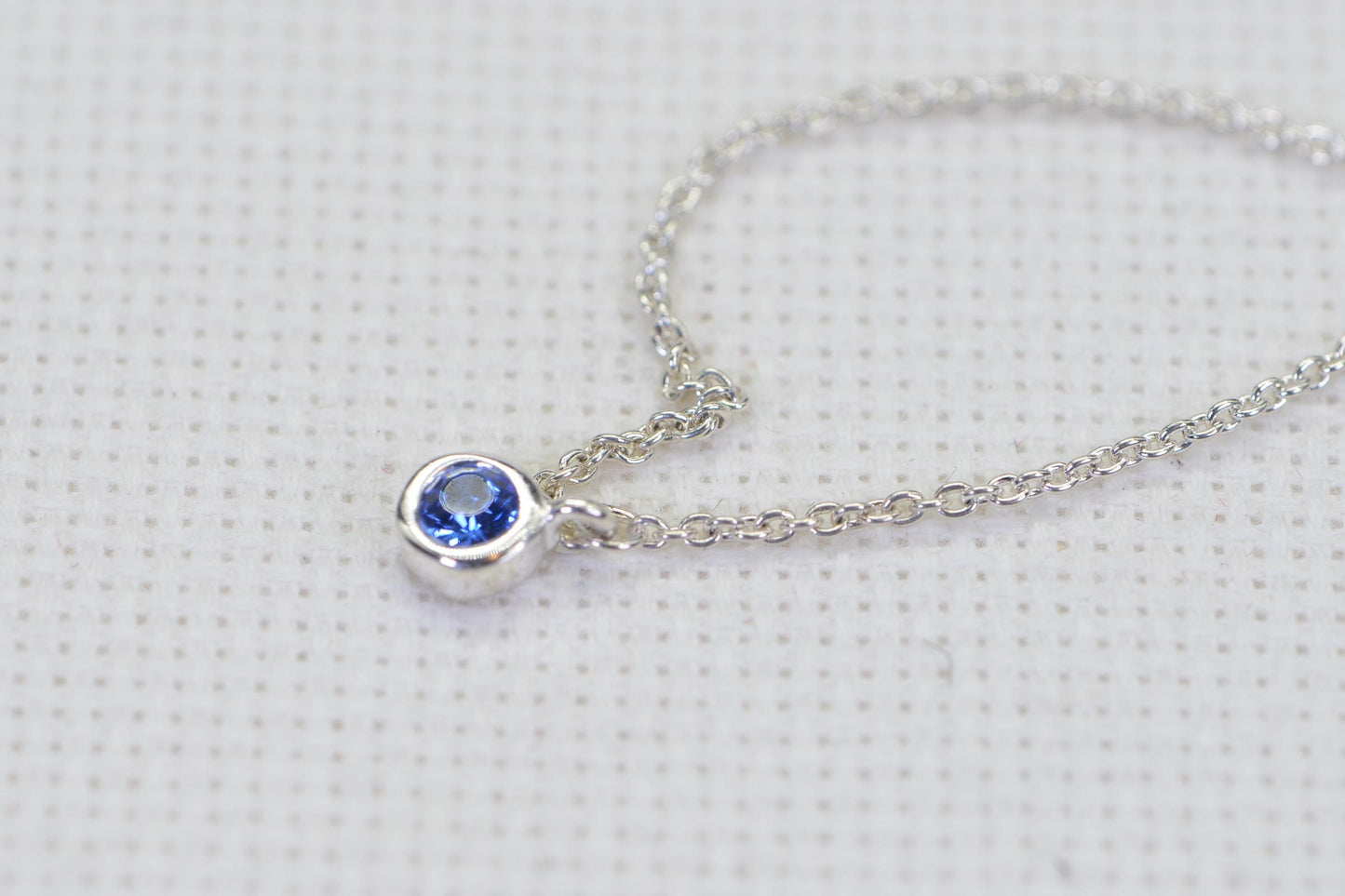 Sapphire Delicate Chain Tiny Bracelet Anklet  Sterling Silver Bracelet Gift For Girls Birthstone December