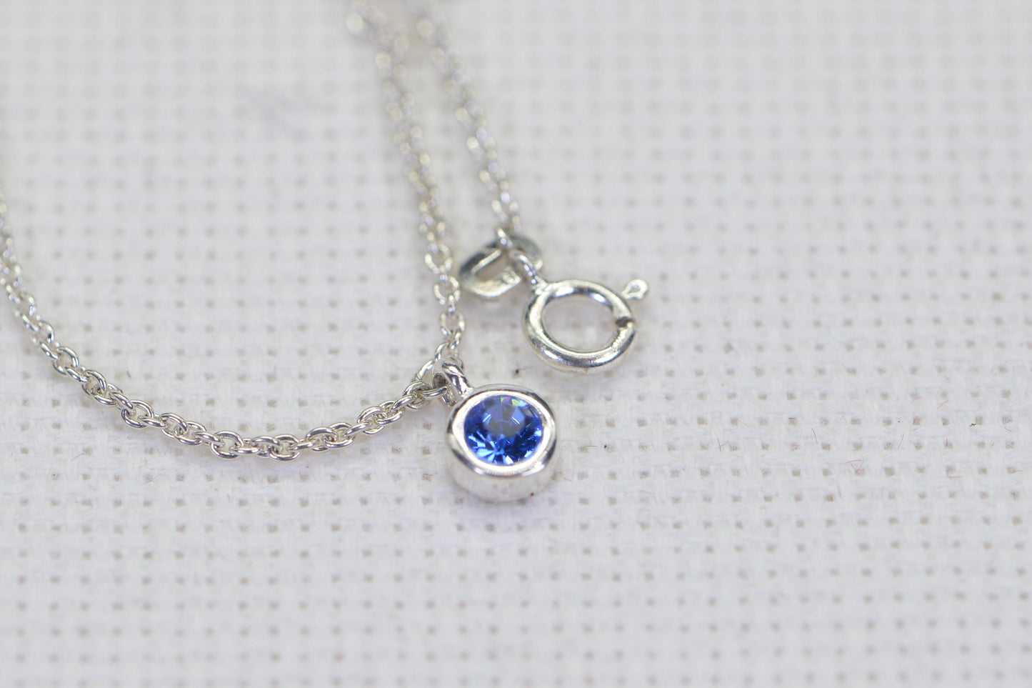 Sapphire Delicate Chain Tiny Bracelet Anklet  Sterling Silver Bracelet Gift For Girls Birthstone December