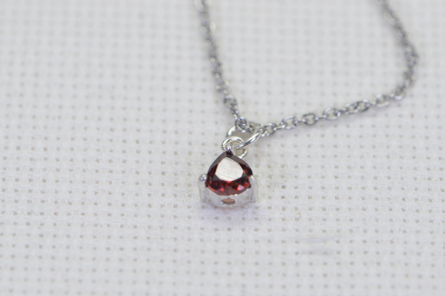 Garnet Heart Sterling Silver Bracelet: Delicate Cable Chain Anklet