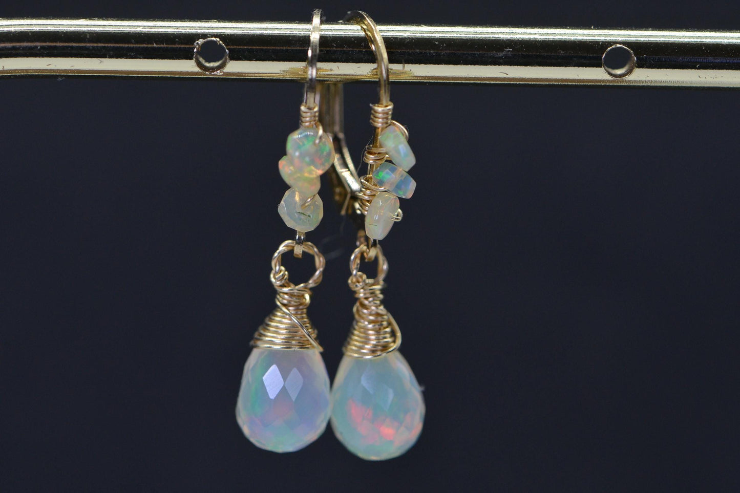 Ethiopian Welo Opal Earrings: 14K Gold Filled Dangle Drop Jewelry