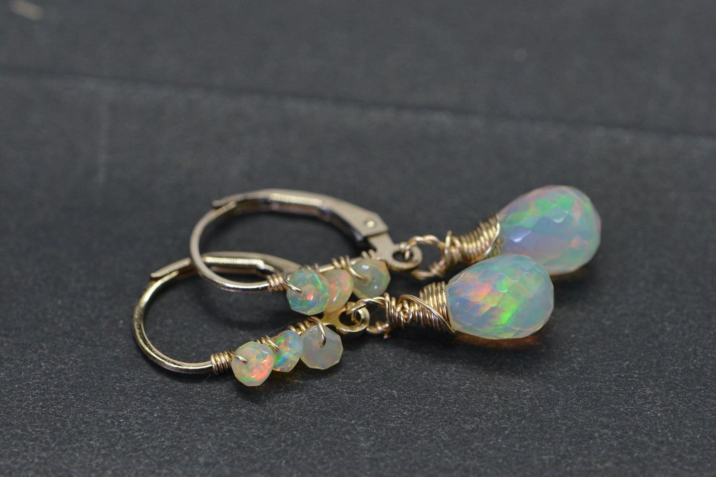 Ethiopian Welo Opal Earrings: 14K Gold Filled Dangle Drop Jewelry