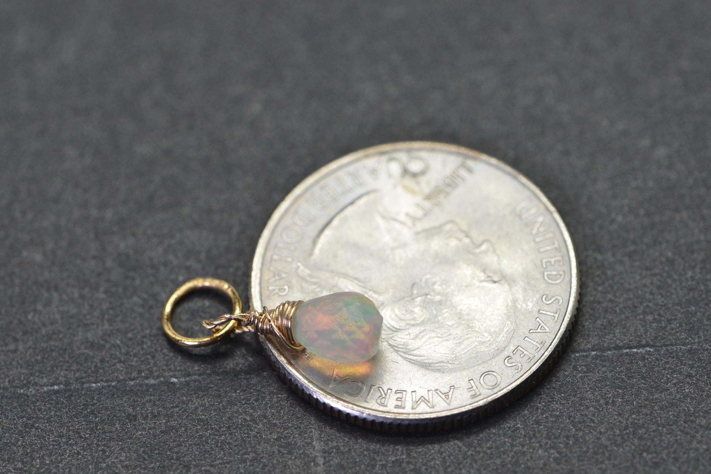 Ethiopian Welo Opal Pendant: 14K Gold Filled Birthstone Charm